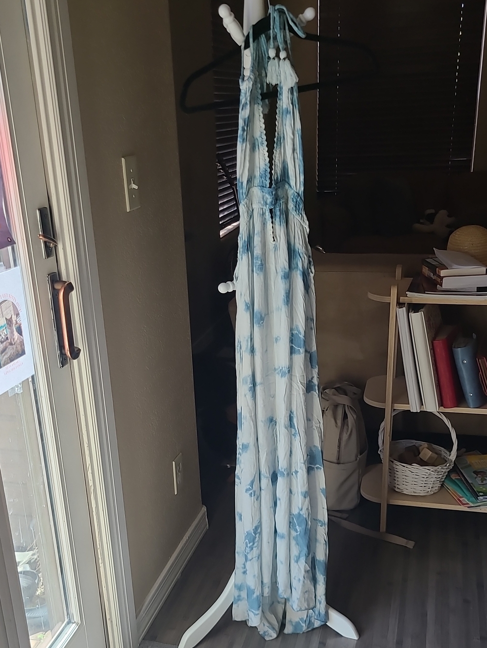 Blue Tie-Dye Halter Maxi Dress